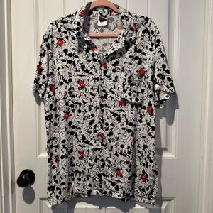 Disney Casual Button Down Shirt Black and White